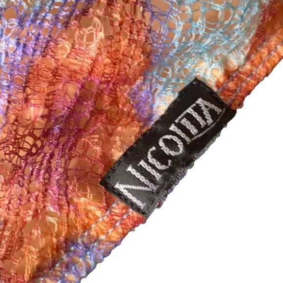 New Nicolita Multicolor Mesh Overlay Tie-Sides String Bikini Bottom – Size M - Picture 6 of 7